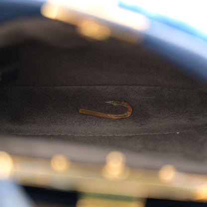 Fendi Shearling Shiny Nappa Micro Peekaboo Iconic Satchel Blue 6 of 11