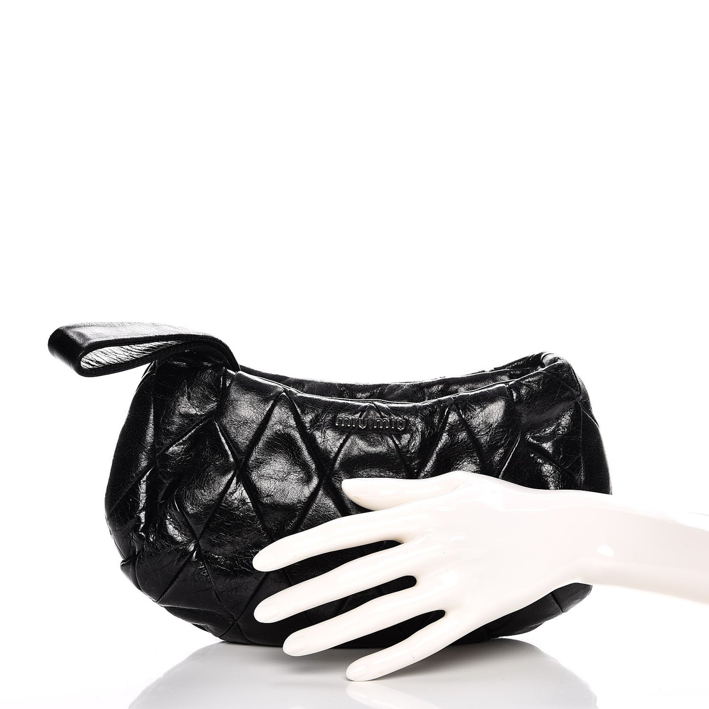 Vitello Shine Quilted Wristlet Nero Black