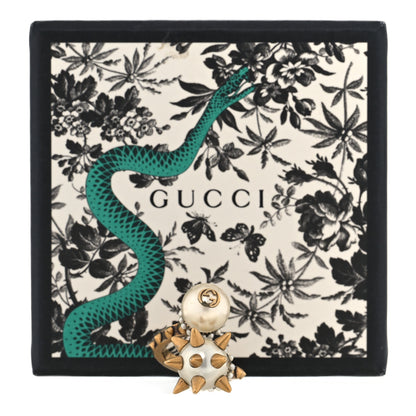 Gucci Metal Pearl Spike Studded Wrap Ring 10 Aged Gold 8 of 8