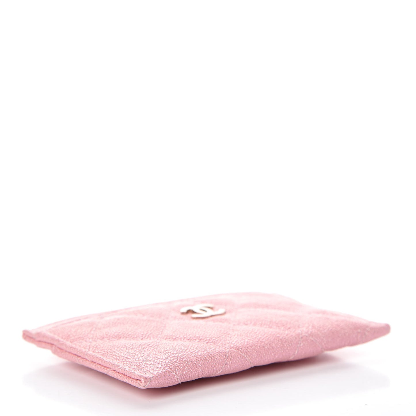 Iridescent Caviar Quilted Card Holder Rose Pink
