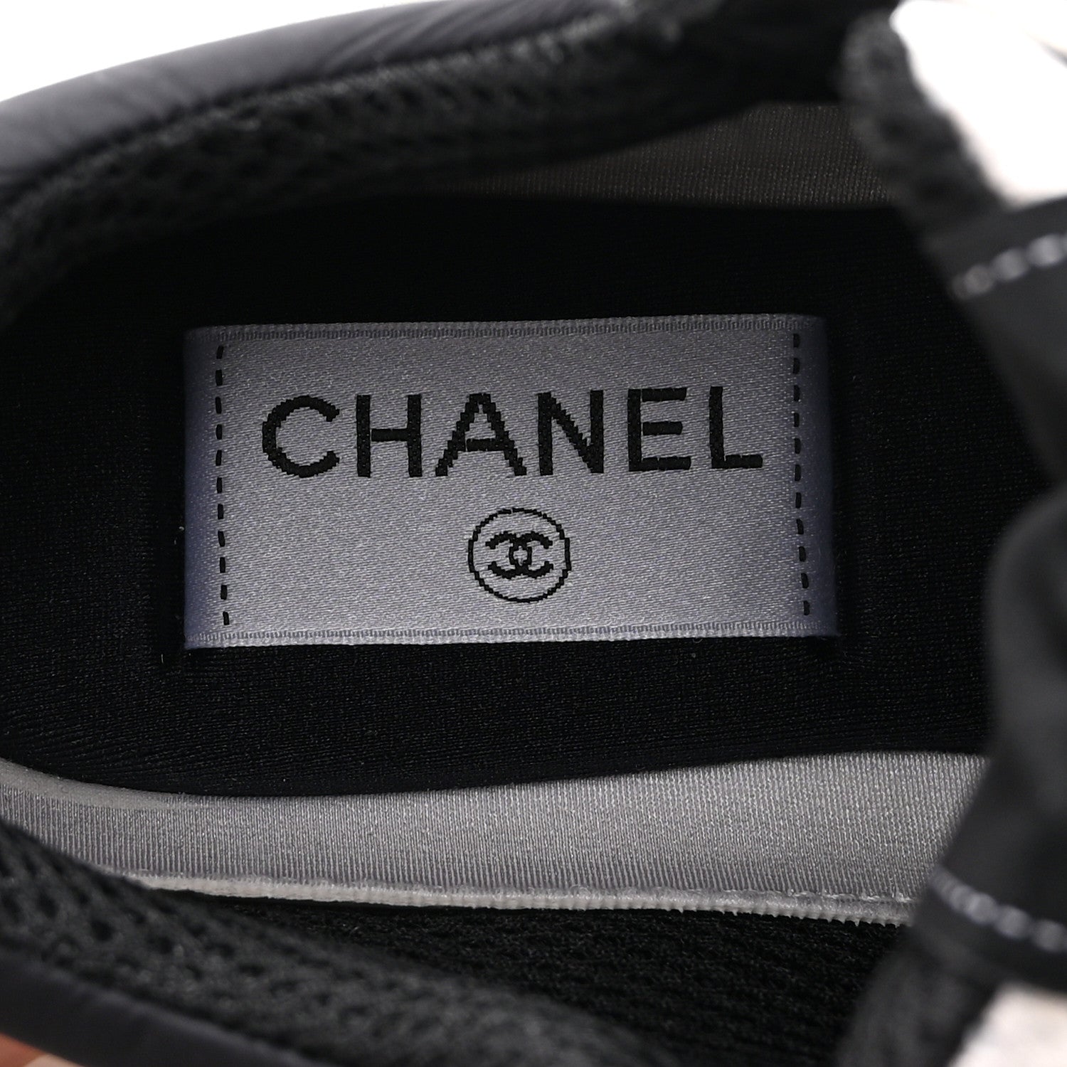 Chanel Mesh Suede Calfskin Grained Calfskin Womens CC Sneakers 35 White Black 7 of 9