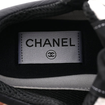 Chanel Mesh Suede Calfskin Grained Calfskin Womens CC Sneakers 35 White Black 7 of 9