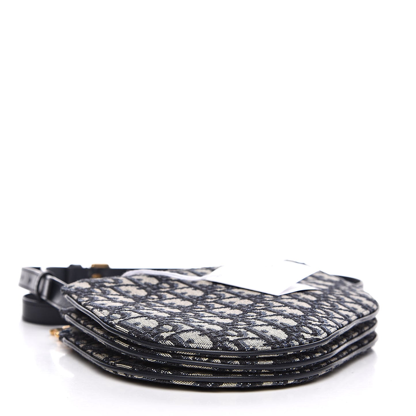 Oblique Saddle Pouch With Strap Navy Blue