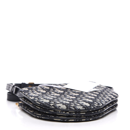 Christian Dior Oblique Saddle Pouch With Strap Navy Blue 4 of 9