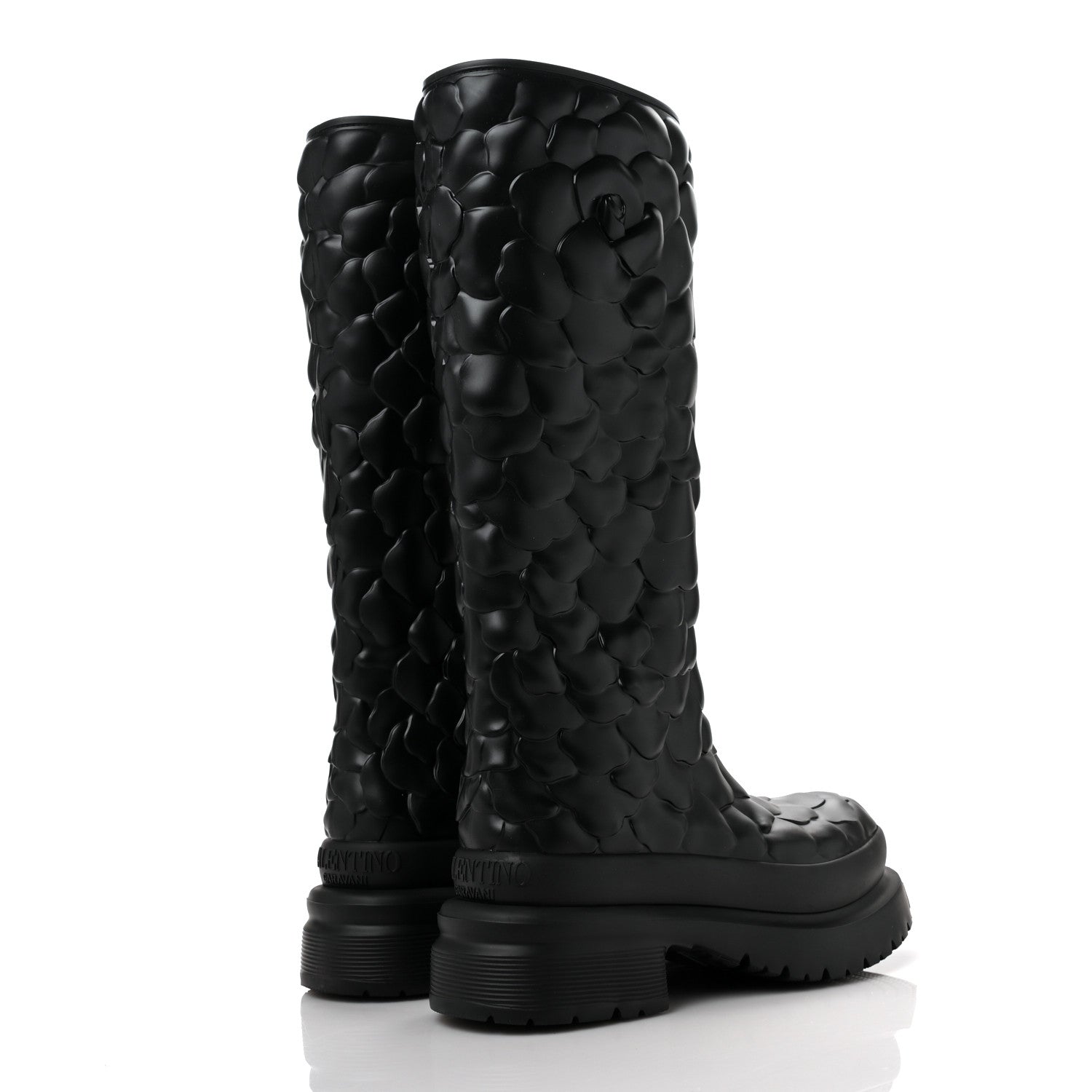 Valentino Garavani Rubber Atelier 03 Rose Edition 30/50mm Tall Rainboots 38 Black 4 of 7