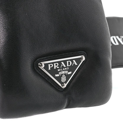 Prada Nappa Soft Padded Metal Triangle Logo 65mm Slide Sandals 41 Black 8 of 9