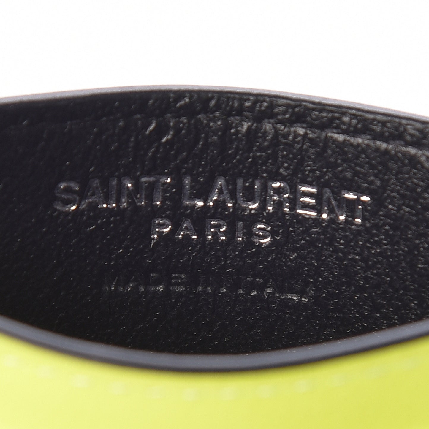 Patent Grain De Poudre Matelasse Chevron Monogram Credit Card Case Neon Yellow