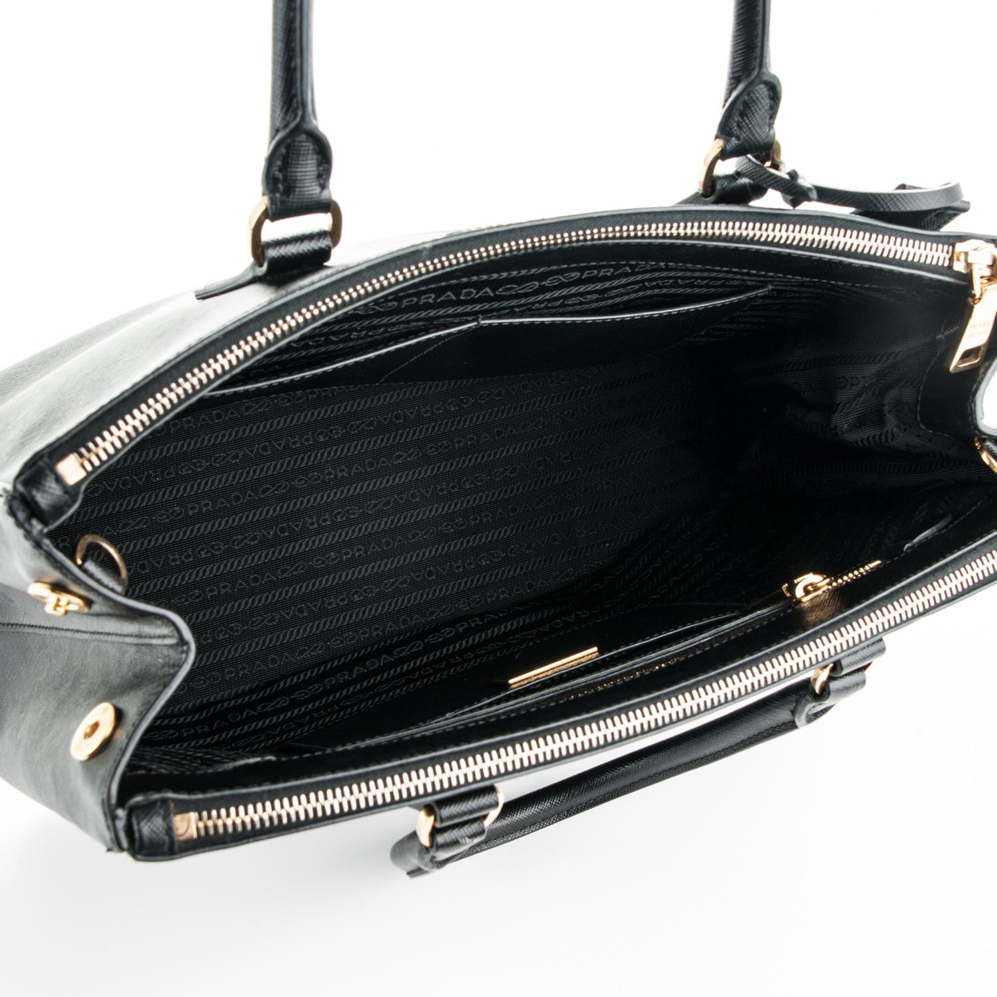 Saffiano Medium Galleria Double Zip Tote Black
