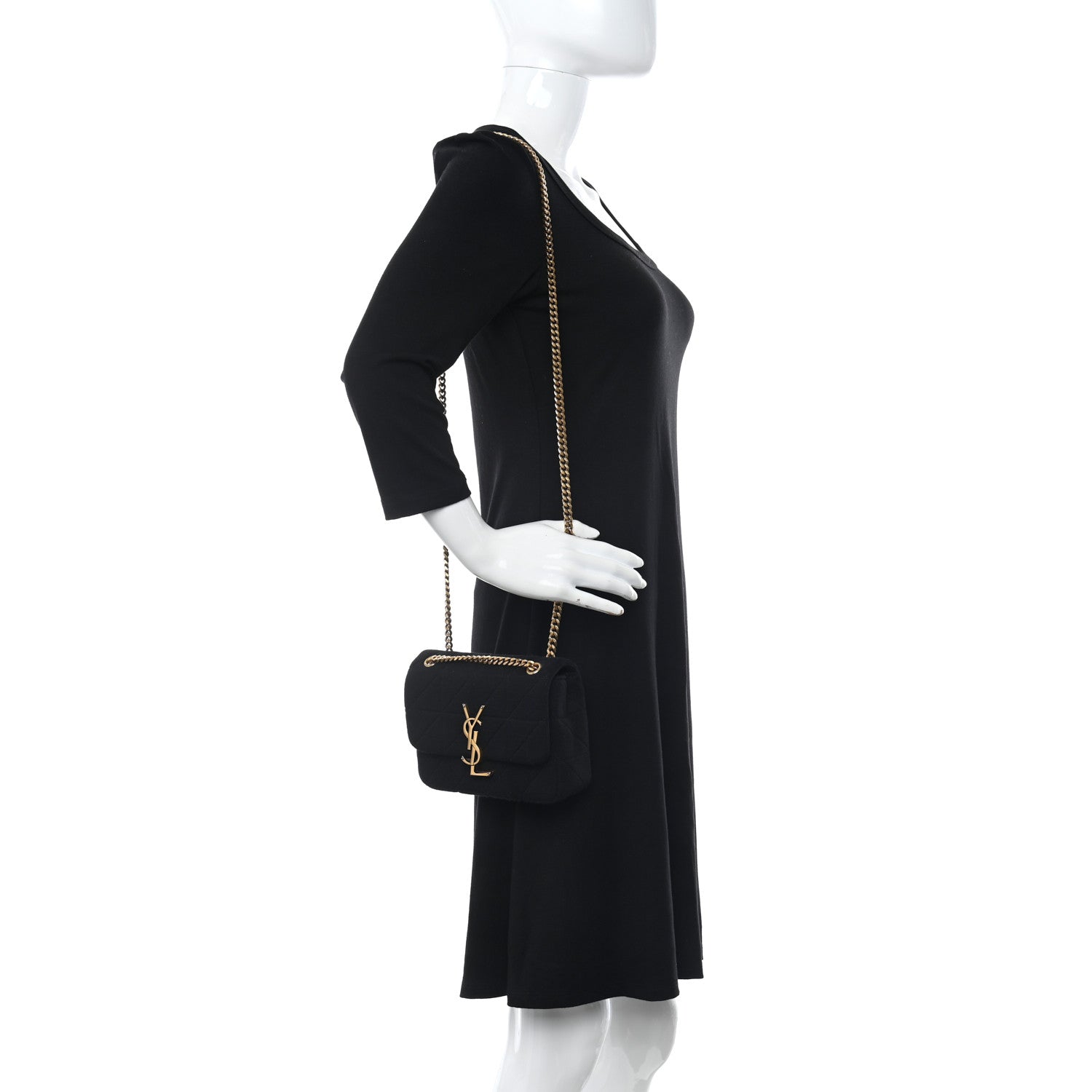 Saint Laurent Jersey Wool Patchwork Monogram Mini Jamie Baguette Black 2 of 9