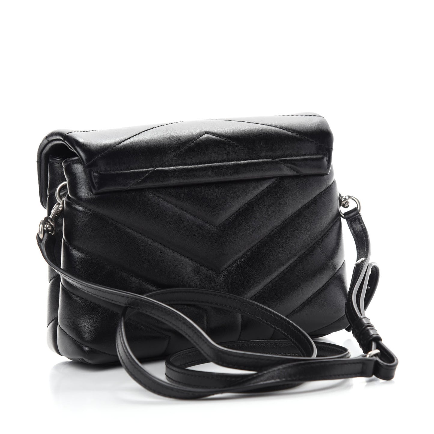 Calfskin Y Quilted Monogram Toy Loulou Crossbody Bag Black