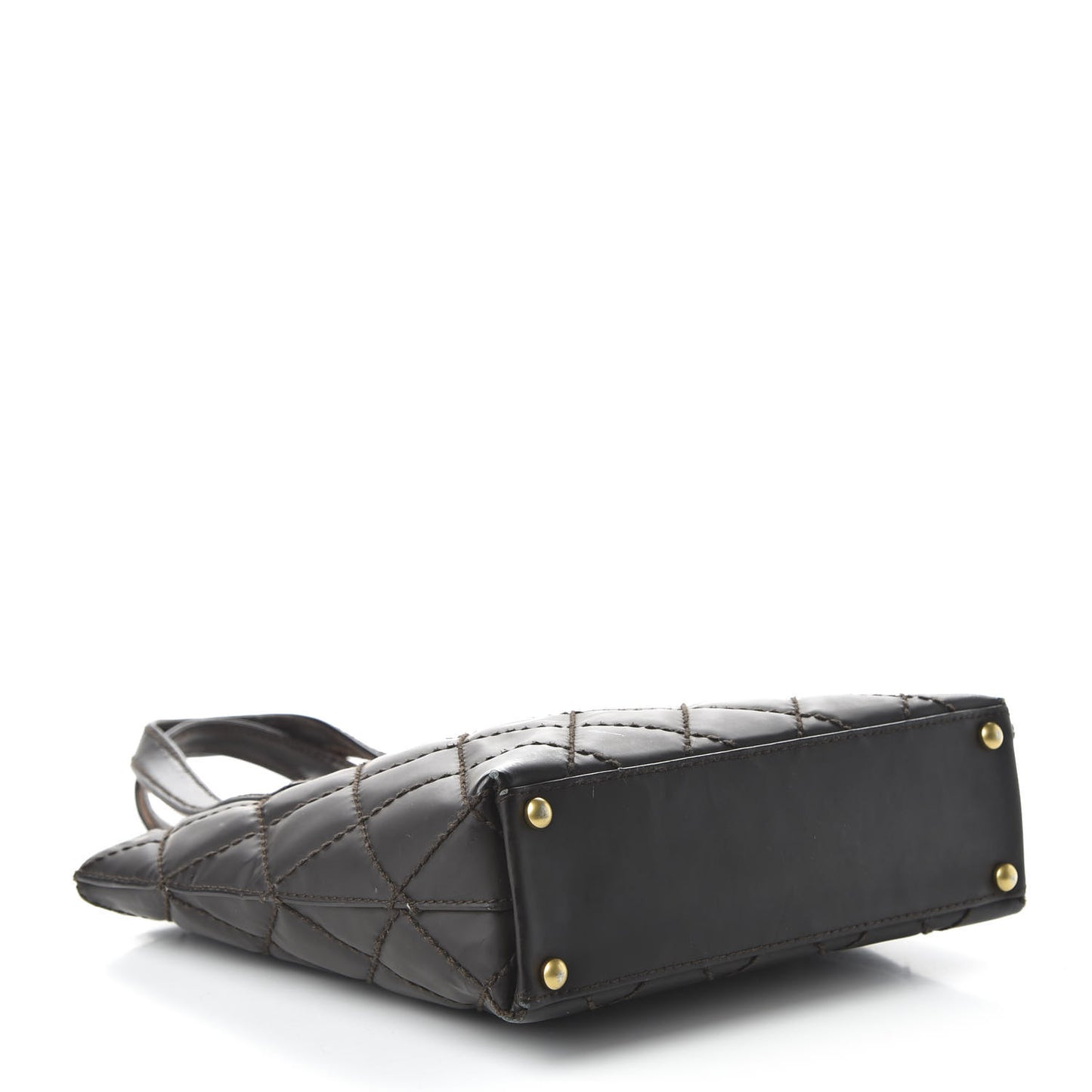 Glazed Calfskin Quilted Tote Brown