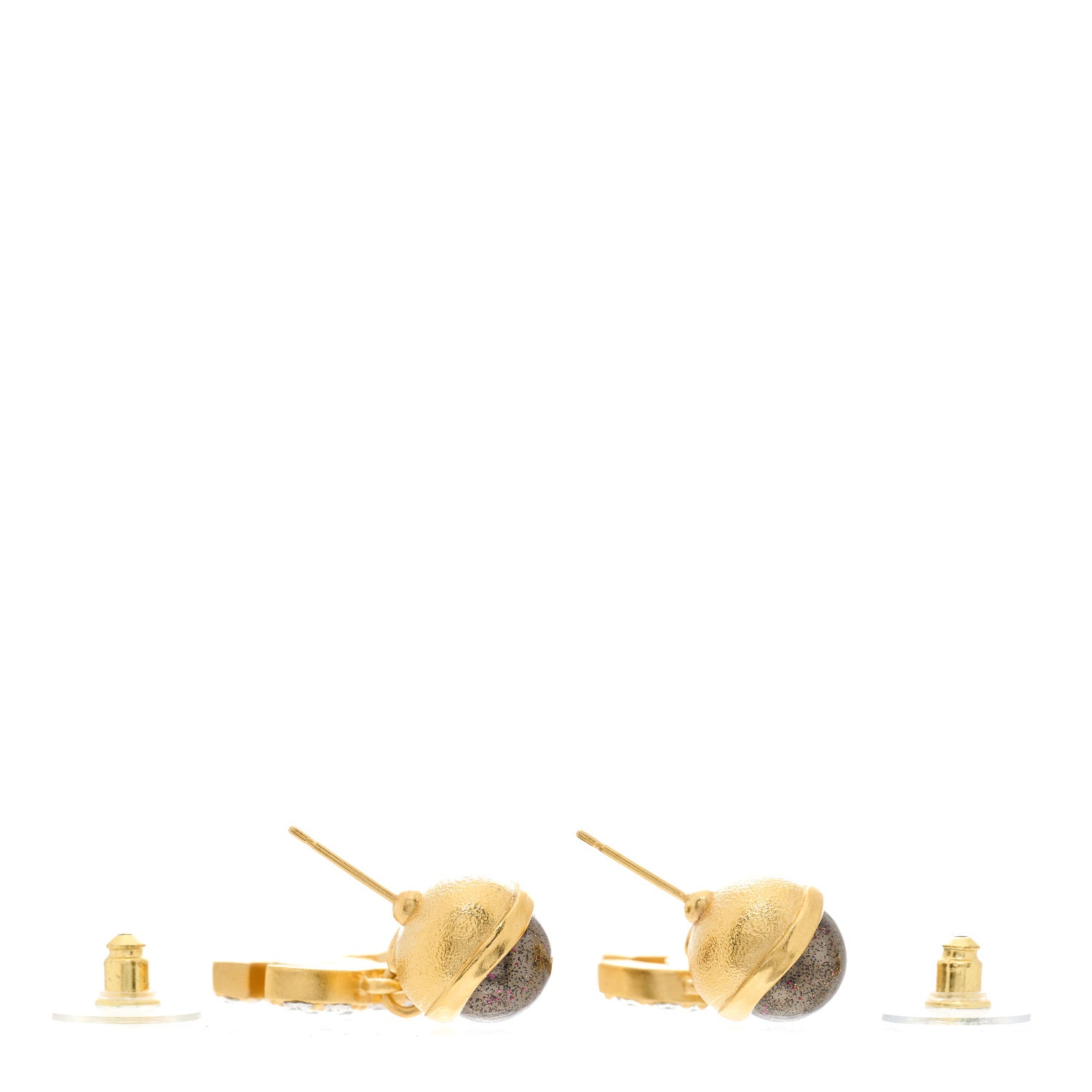 Chanel Crystal Pearl CC Drop Earrings Gold Black Gray 2 of 3