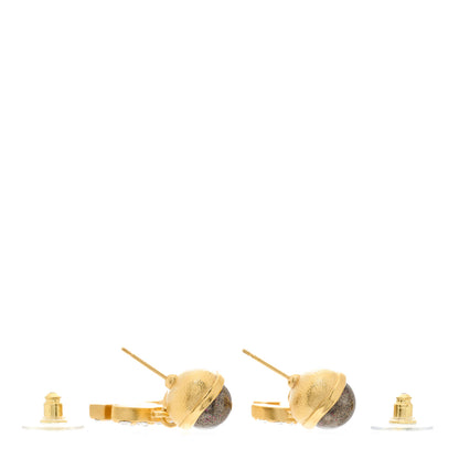 Chanel Crystal Pearl CC Drop Earrings Gold Black Gray 2 of 3