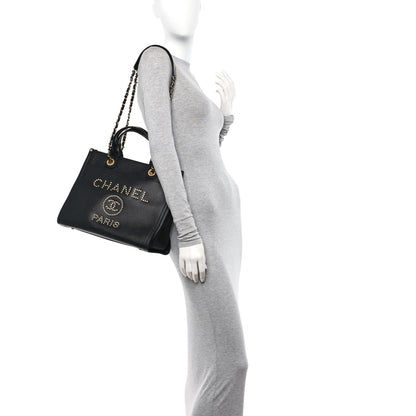 Chanel Caviar Small Studded Deauville Tote Black 2 of 10