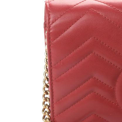Gucci Calfskin Matelasse GG Marmont Chain Wallet Hibiscus Red 6 of 6