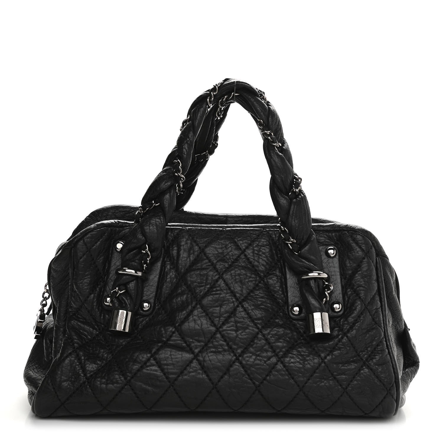 Chanel Distressed Lambskin Lady Braid Bowler Black 1 of 9