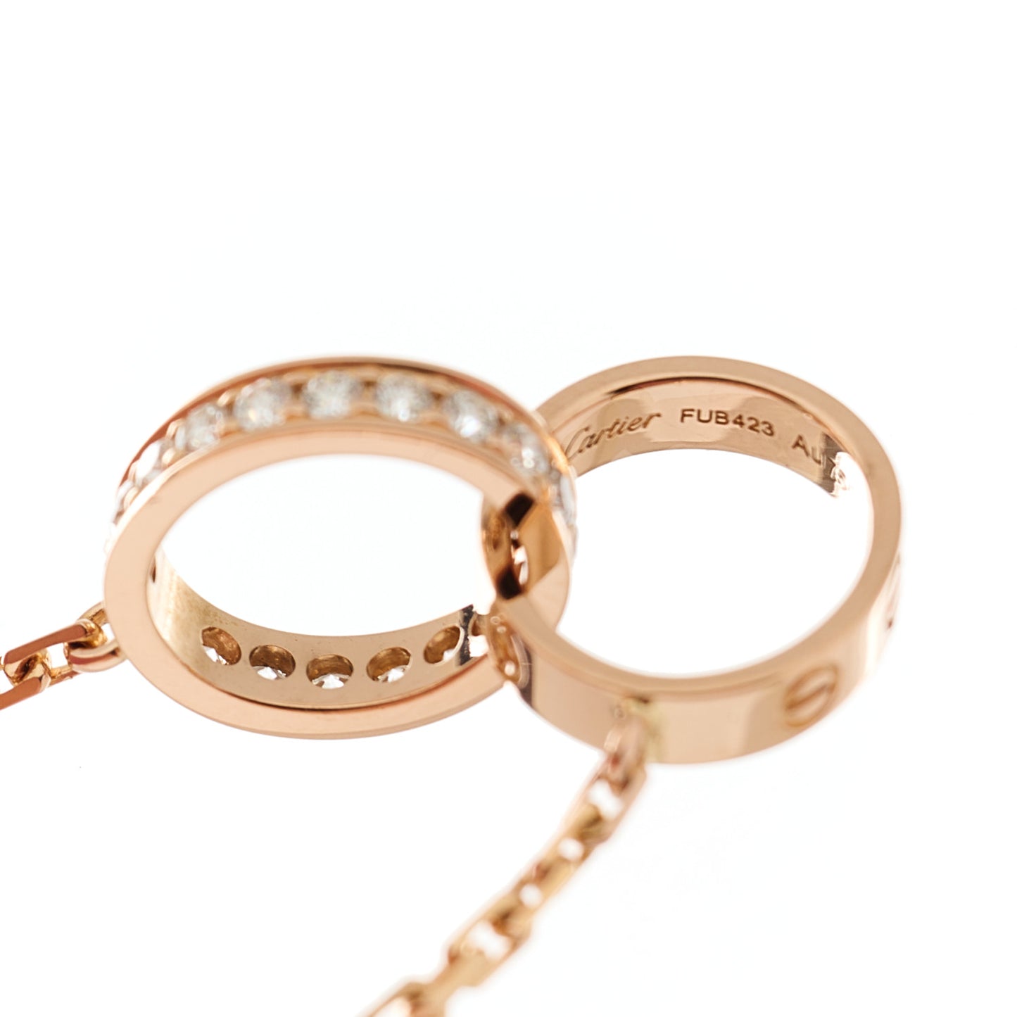 18K Pink Gold Diamond Interlocking LOVE Necklace