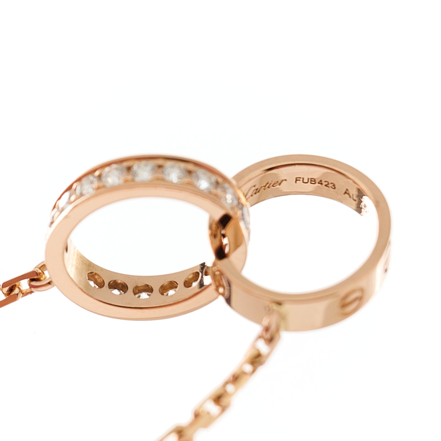 Cartier 18K Pink Gold Diamond Interlocking LOVE Necklace 6 of 6