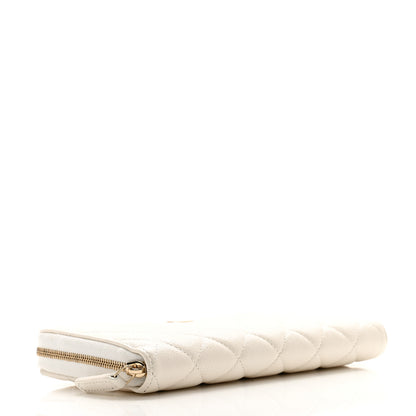 Chanel Caviar Quilted Large Gusset Zip Around Wallet White 4 of 11