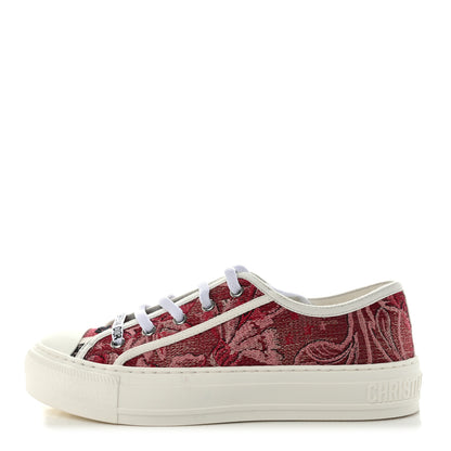 Christian Dior Denim Brocart Embroidered Walk'N'Dior Low Top Sneakers 37 Cherry 1 of 13