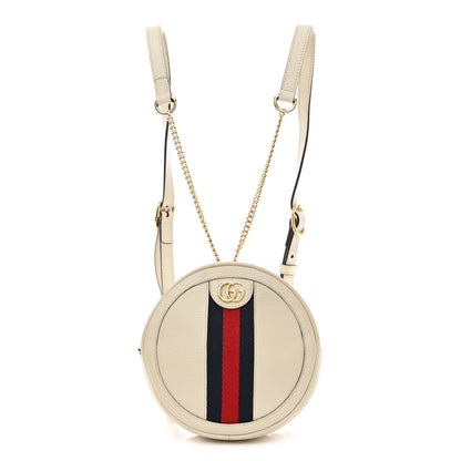 Gucci Textured Calfskin Web Mini Ophidia Round Backpack Mystic White 1 of 12