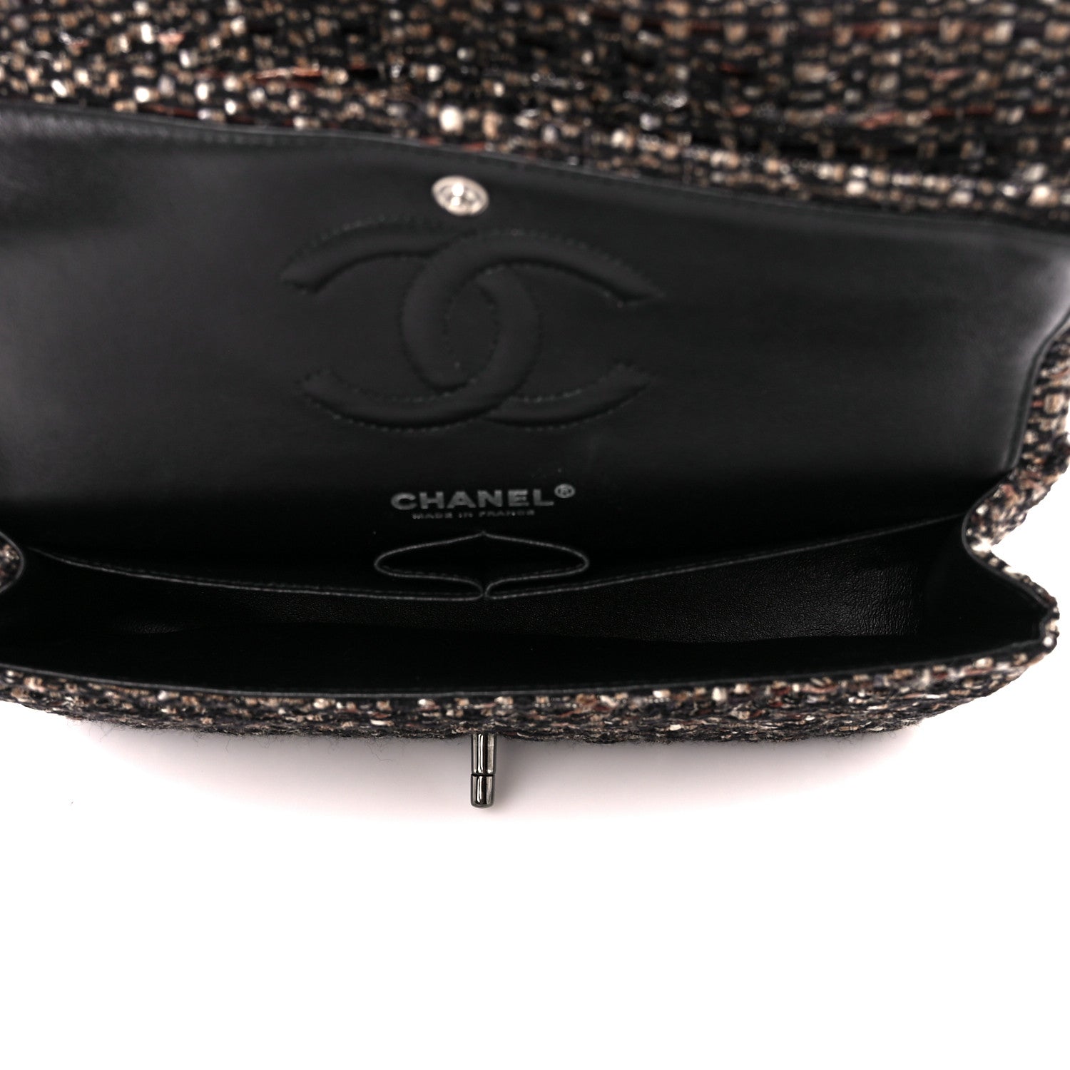 Chanel Tweed Quilted Medium Double Flap Brown 5 of 11