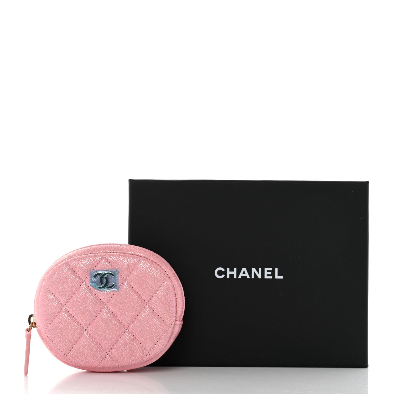 Chanel Iridescent Caviar Quilted Zip Around Classic Coin Purse Rose Pink 8 of 8