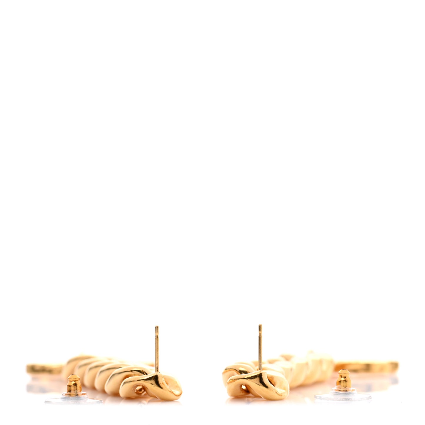 Metal CC Pick Drop Earrings Gold