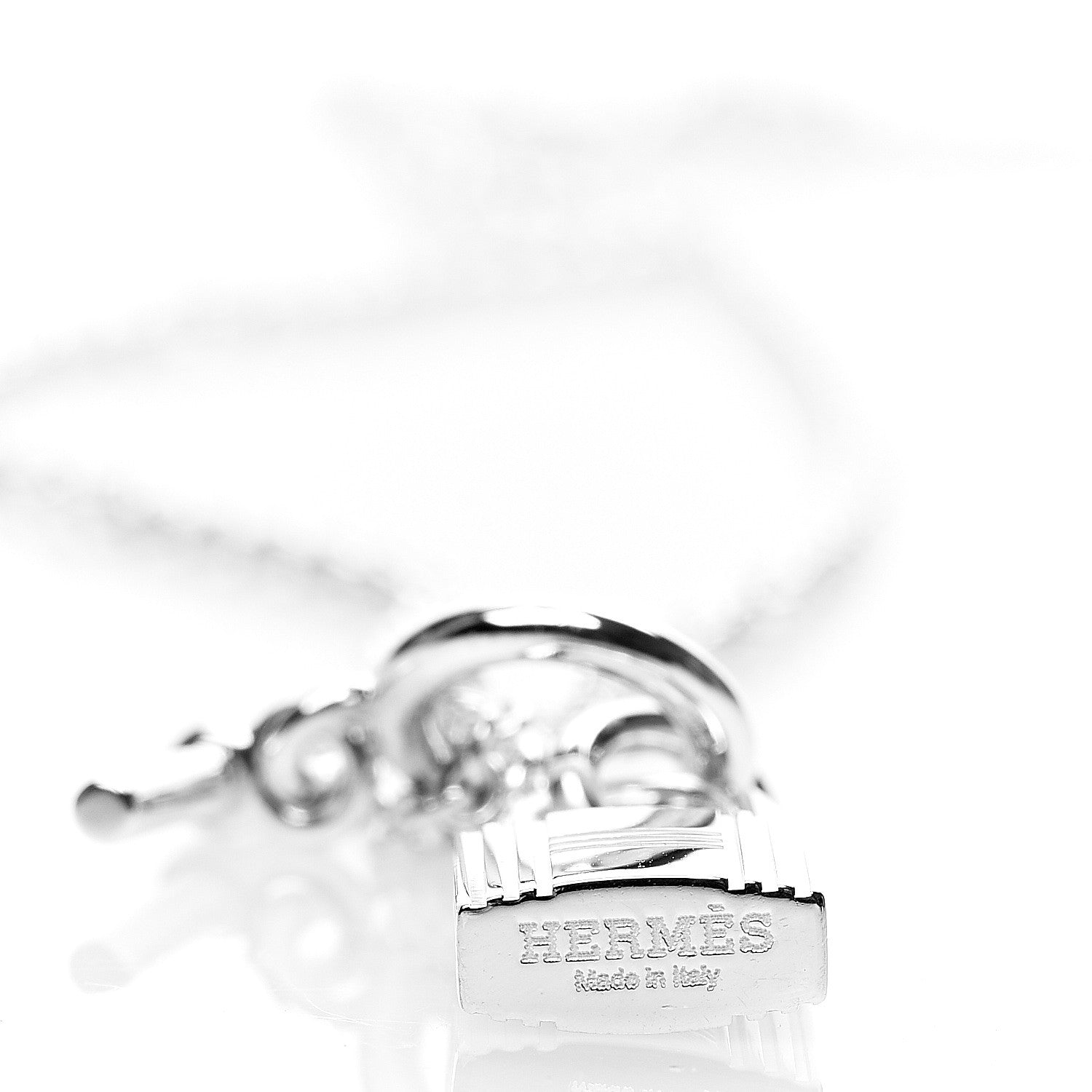 Hermes Sterling Silver Cadenas Kelly Lock Pendant Necklace 3 of 4