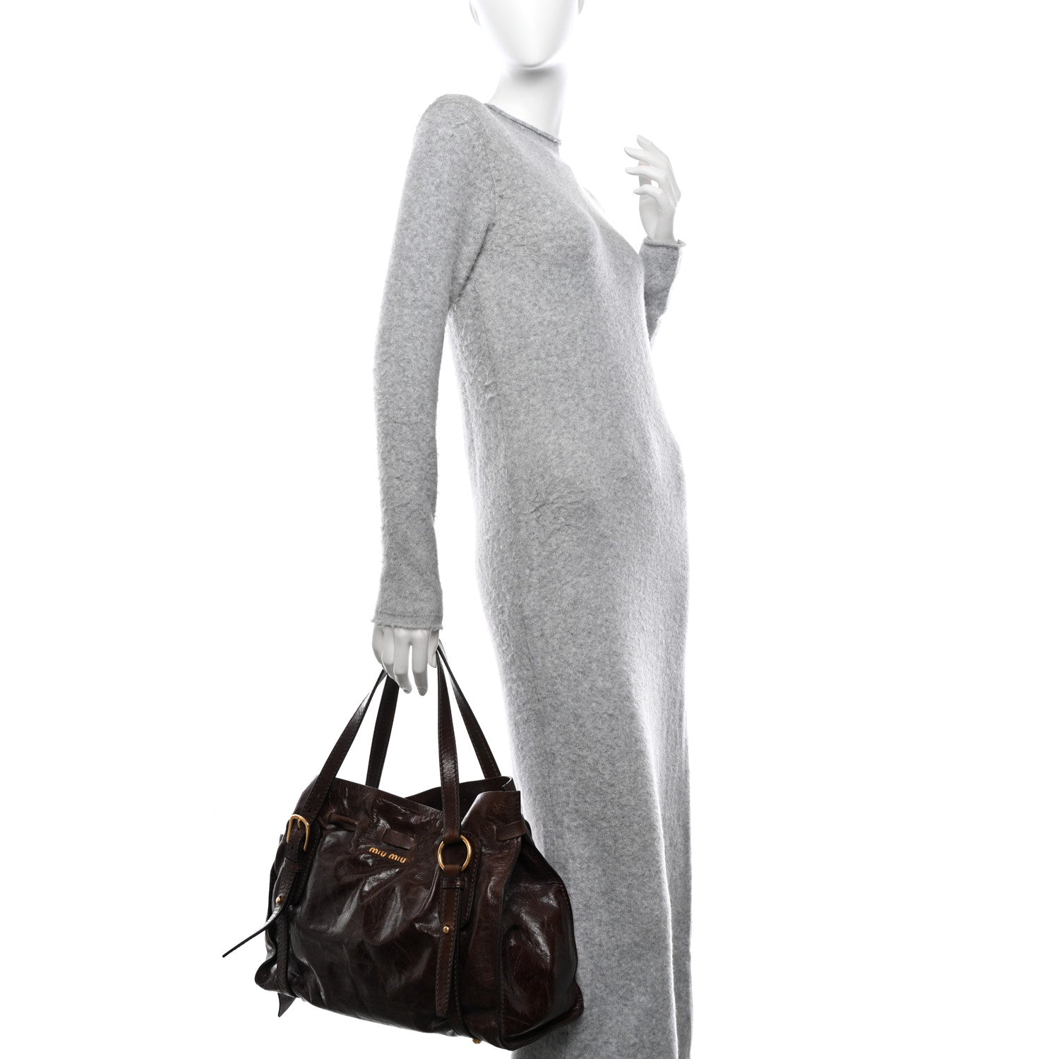 Miu Miu Vitello Lux Bow Bag Brown 2 of 11