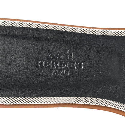 Hermes Calfskin Canvas Oran Sandals 36 Black 7 of 8