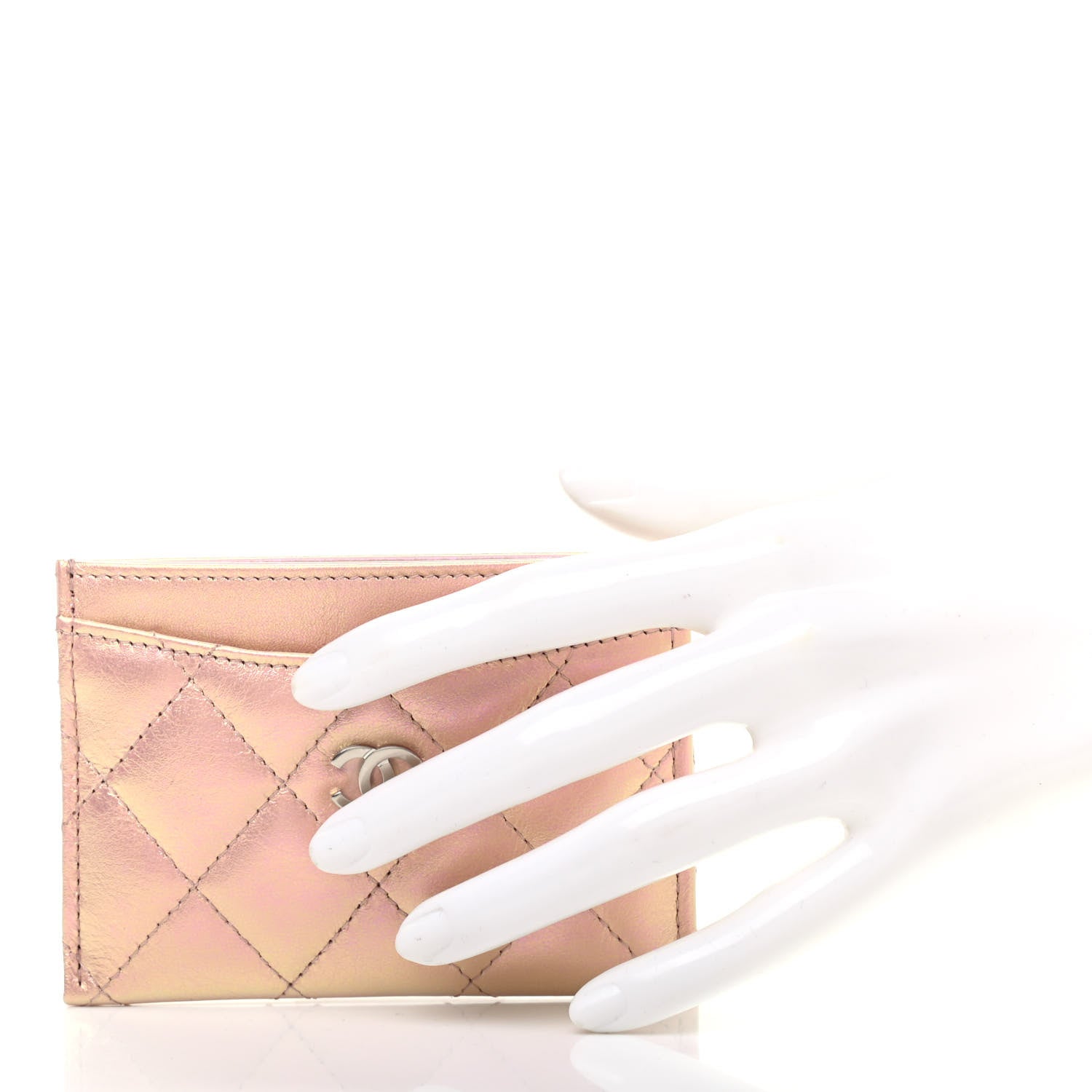 Chanel Iridescent Calfskin Quilted Card Holder Pink 2 of 7