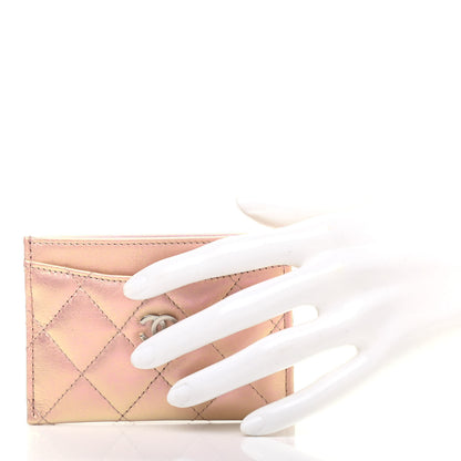 Chanel Iridescent Calfskin Quilted Card Holder Pink 2 of 7
