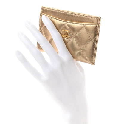 Chanel Metallic Lambskin Quilted CC Card Holder Gold 2 of 8