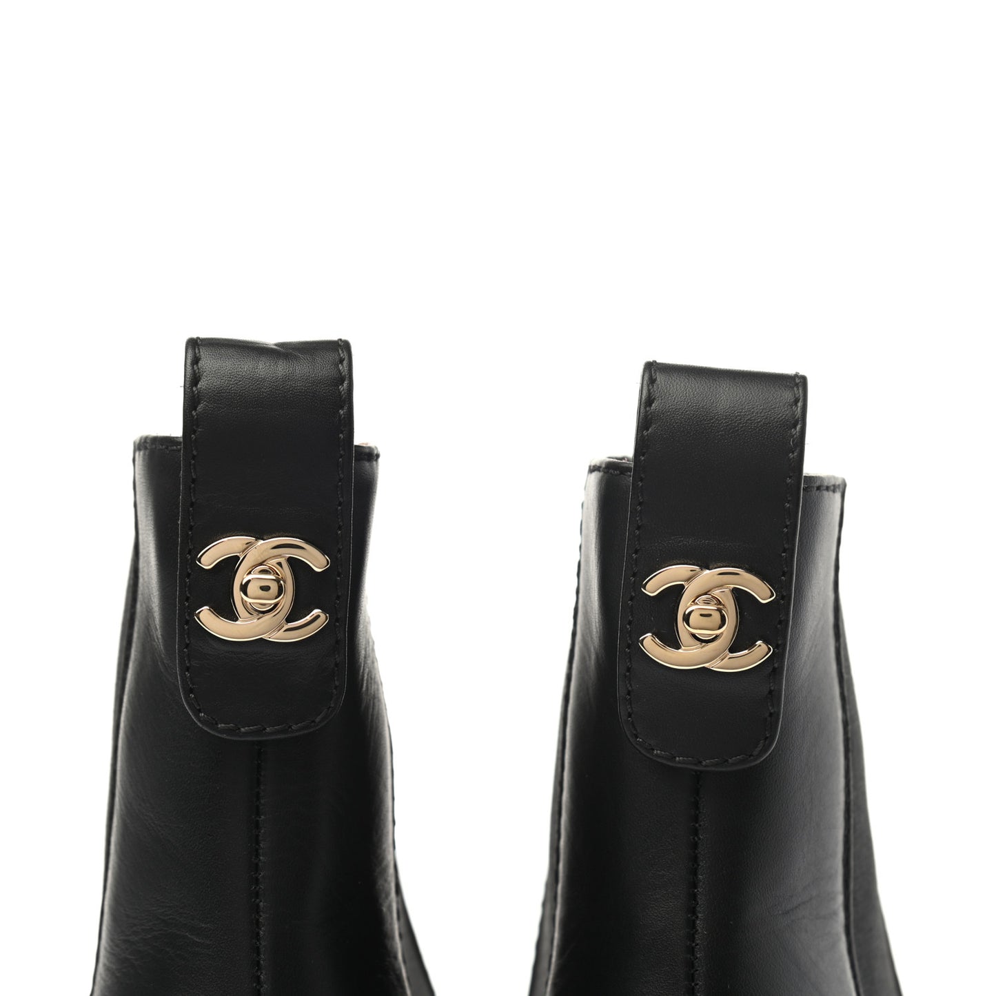 Calfskin Cap Toe CC Ankle Boots 37.5 Black