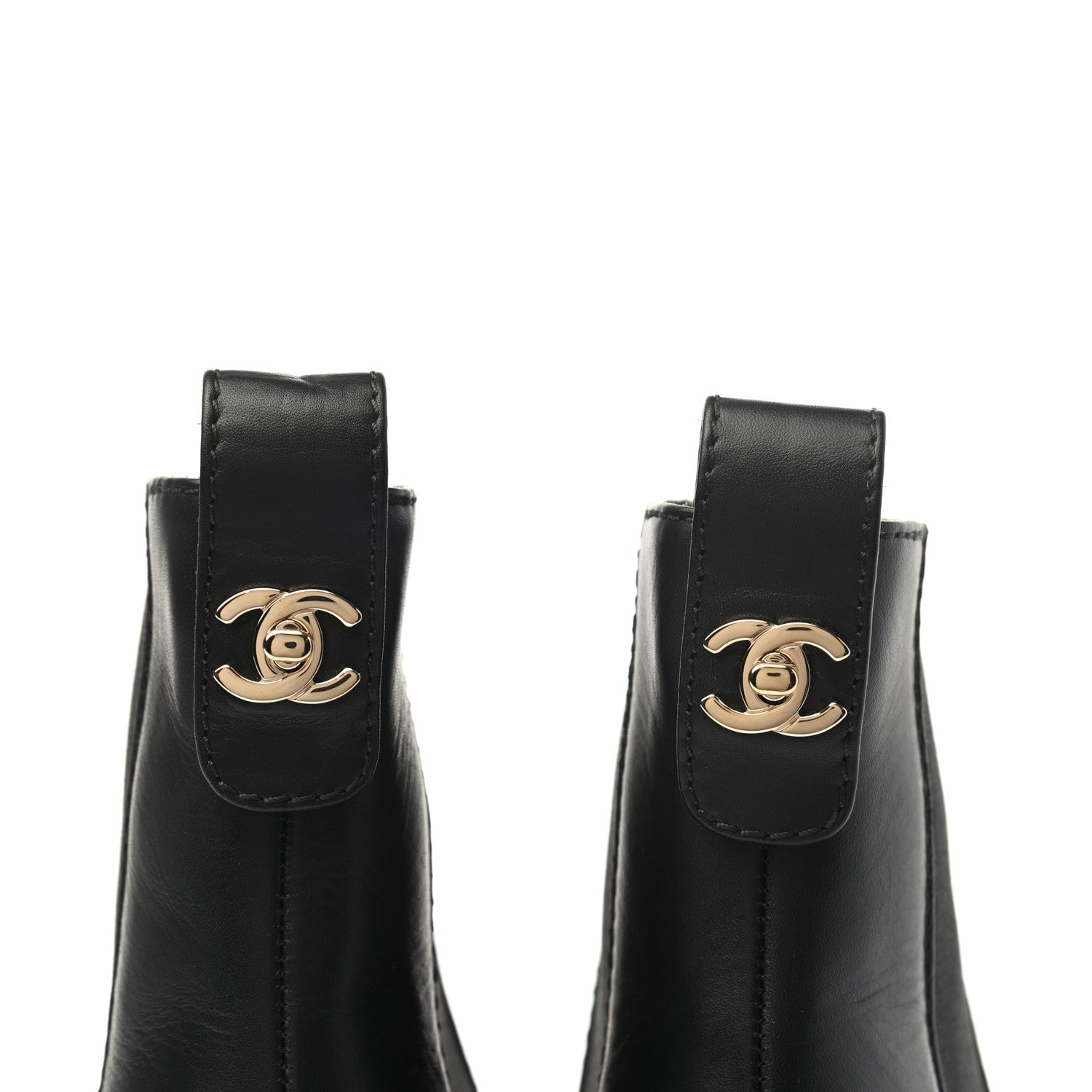 Chanel Calfskin Cap Toe CC Ankle Boots 37.5 Black 8 of 8