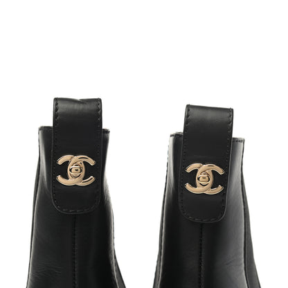 Chanel Calfskin Cap Toe CC Ankle Boots 37.5 Black 8 of 8