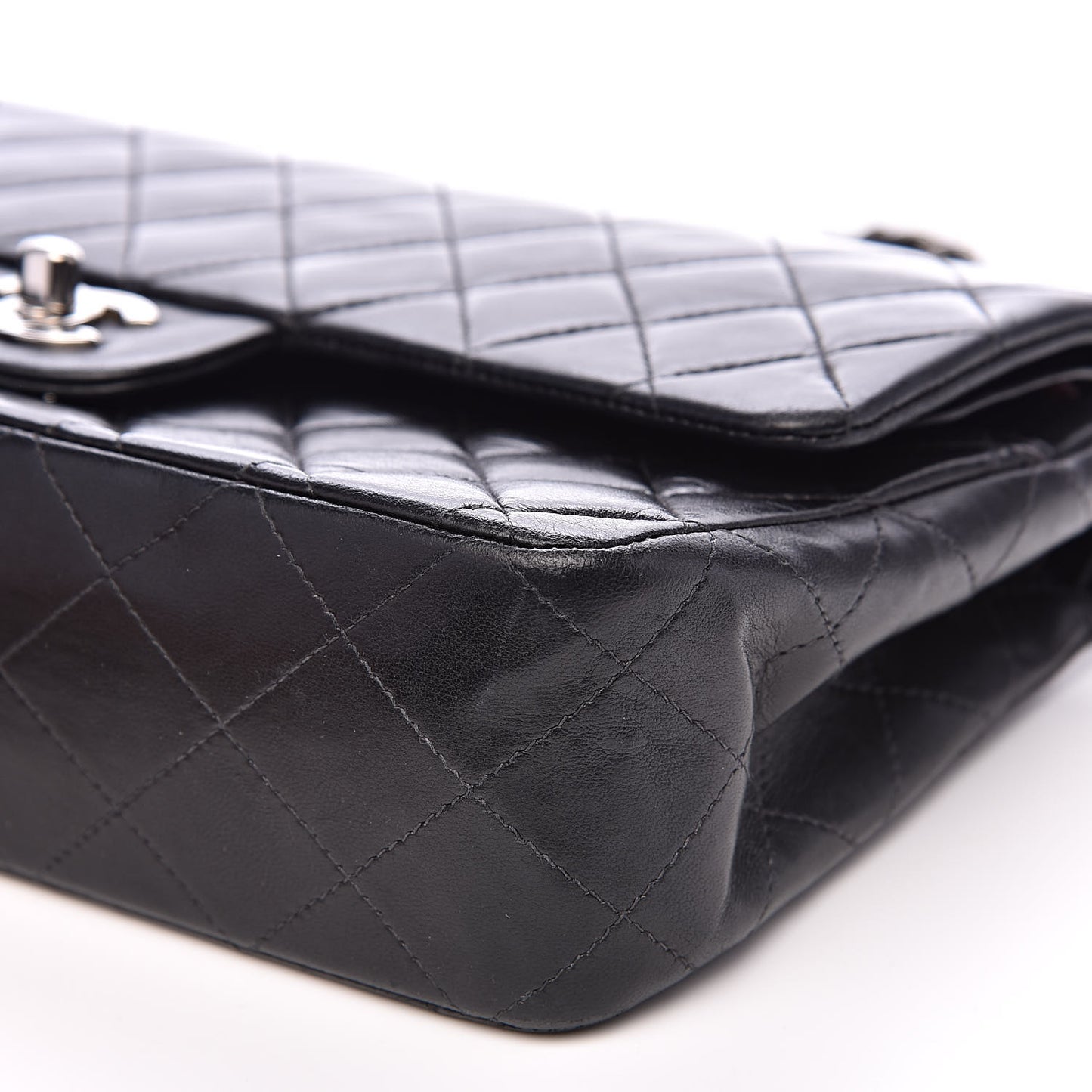 Lambskin Quilted Medium Double Flap Black