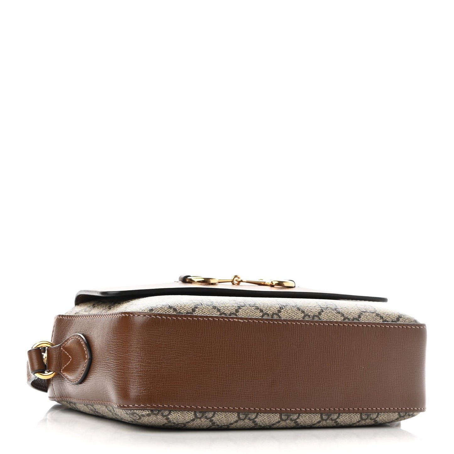 GG Supreme Monogram Small Horsebit 1955 Shoulder Bag Beige Brown Sugar