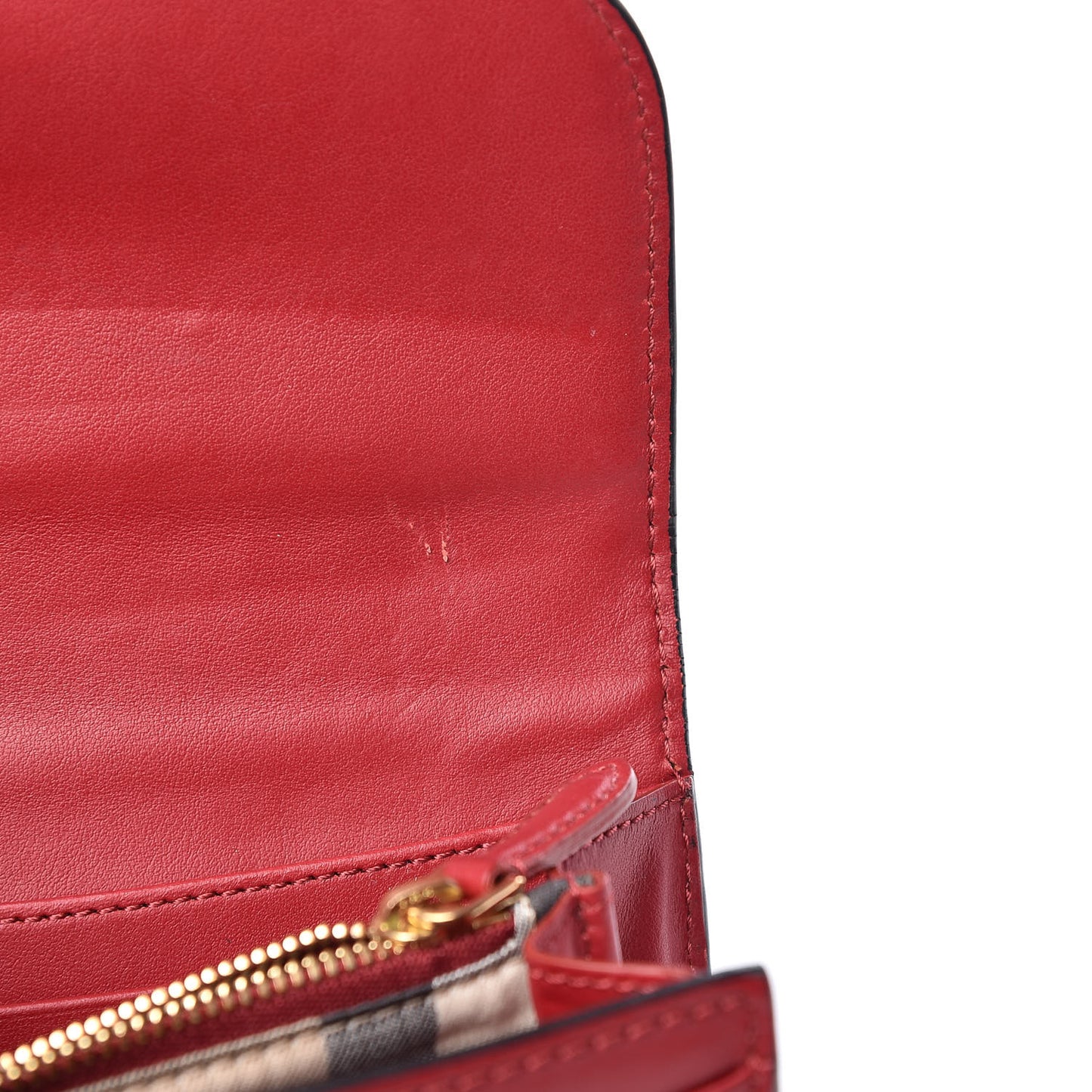 Grainy Calfskin Buckle Detail Flap Wallet Red