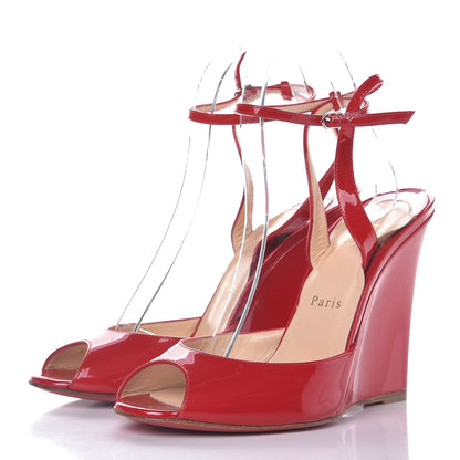 Christian Louboutin Patent Very Very 100 Wedge Sandals 38.5 Red 3 of 11