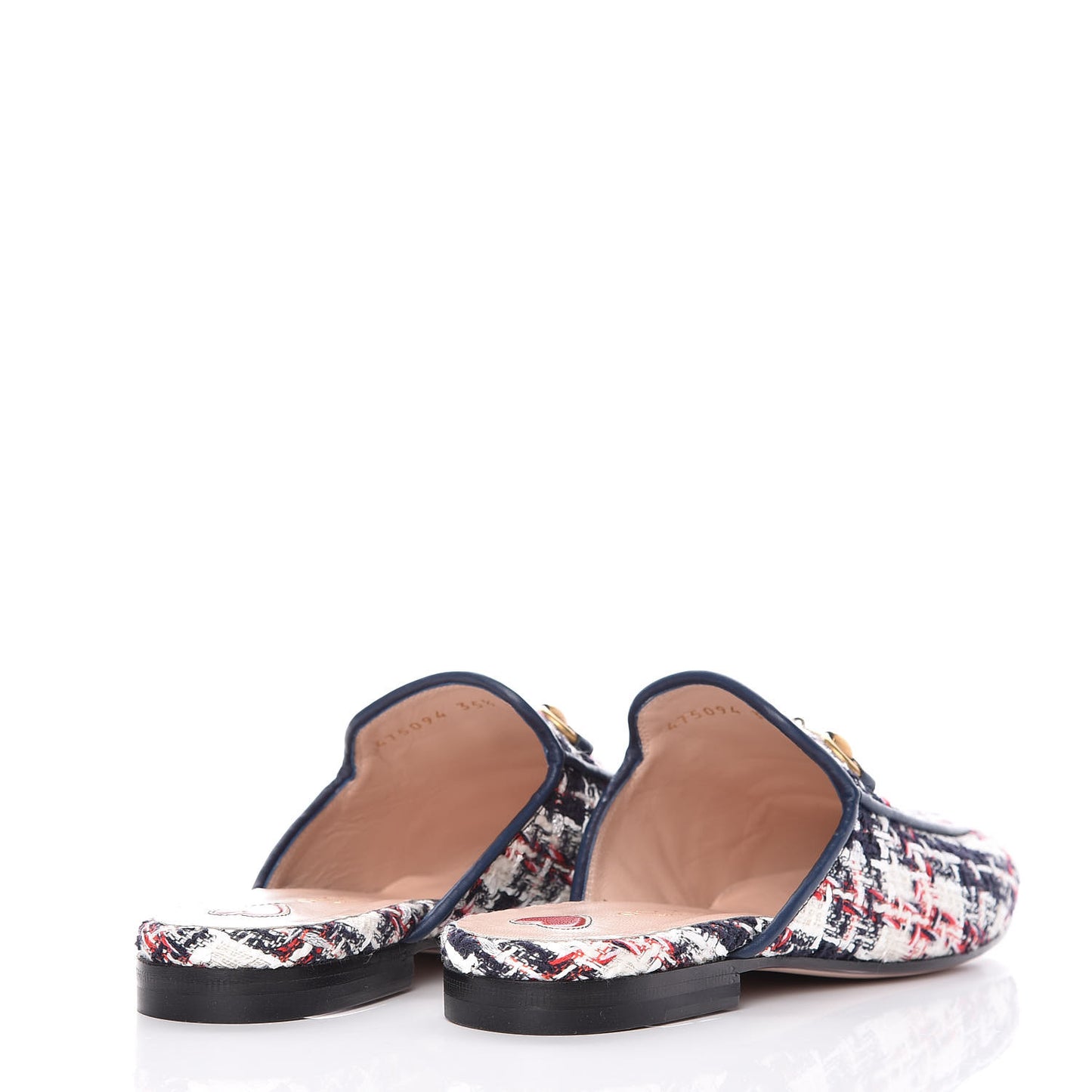 Tweed Check Womens Princetown Slippers 35.5 Gardenia Ink Blue Agata