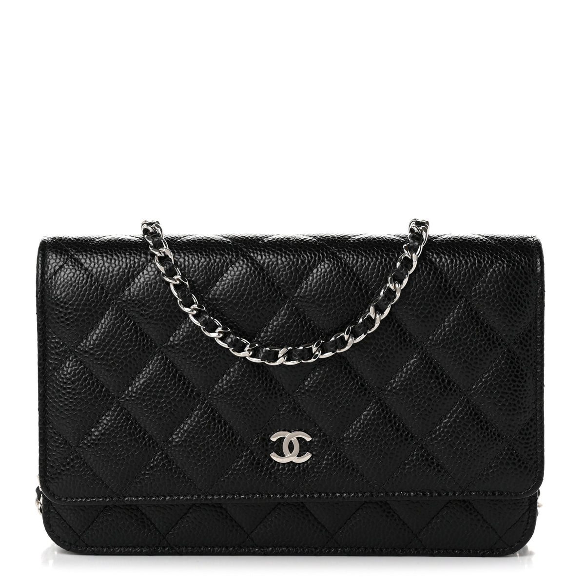 Caviar Quilted Wallet on Chain WOC Black