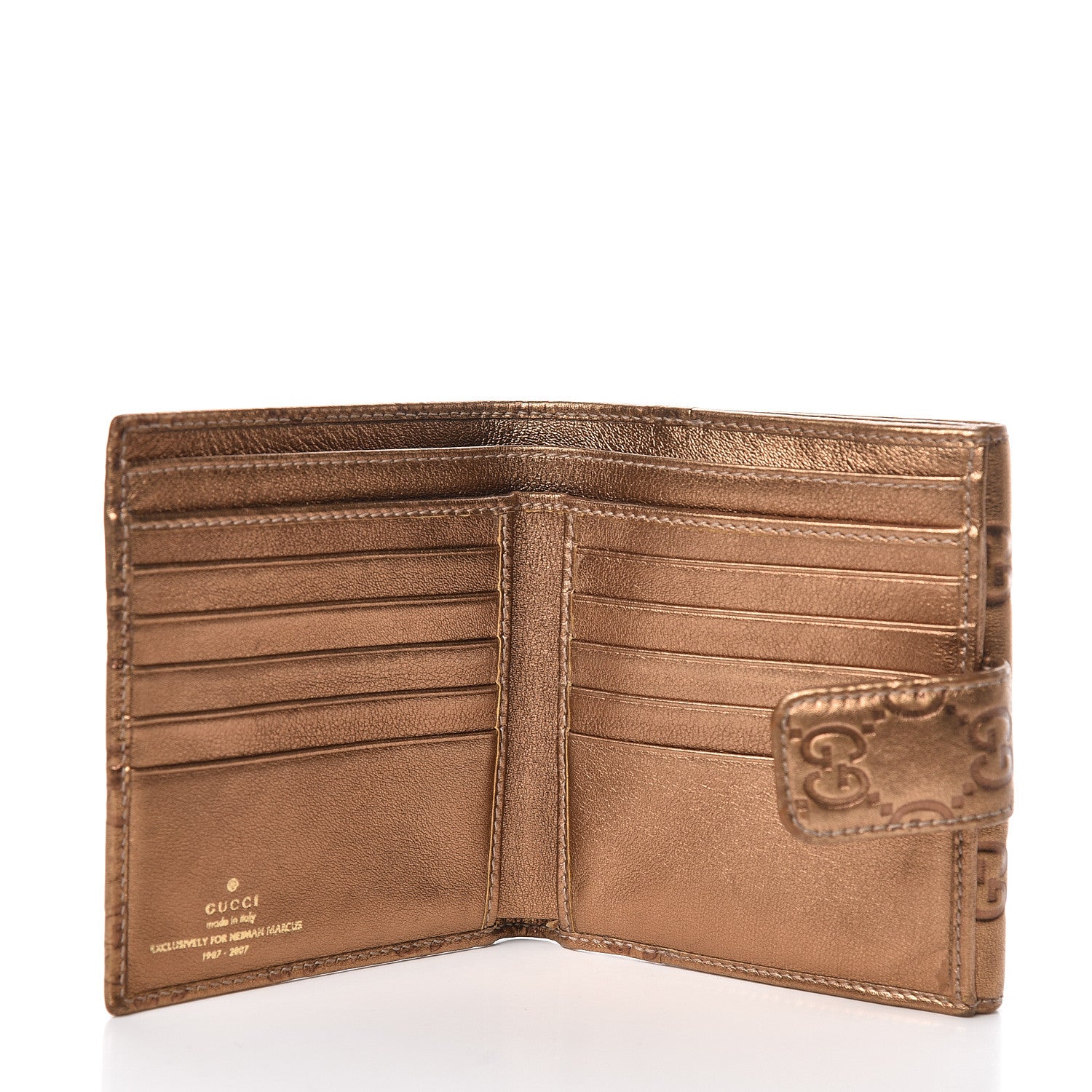Gucci Metallic Guccissima Interlocking G French Flap Wallet Bronze 5 of 8