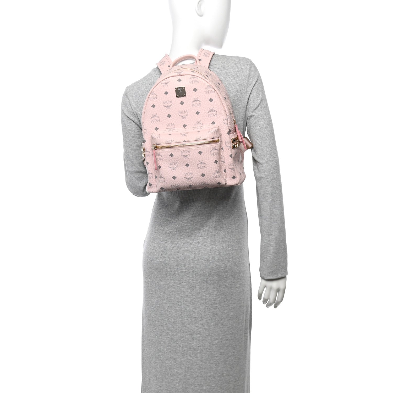 MCM Visetos Small Side Stud Stark Backpack Soft Pink 1741104