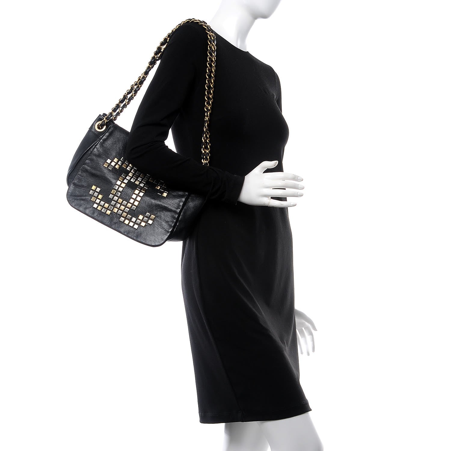 Chanel Grained Calfskin Metal Mosaic Flap Black 2 of 9
