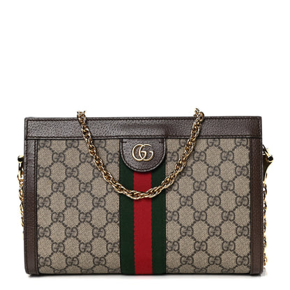 Gucci GG Supreme Monogram Web Small Ophidia Chain Shoulder Bag Brown 1 of 10