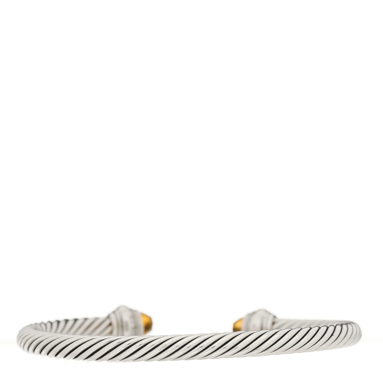 David Yurman Sterling Silver 14K Yellow Gold Citrine 5mm Cable Classics Bracelet 2 of 3