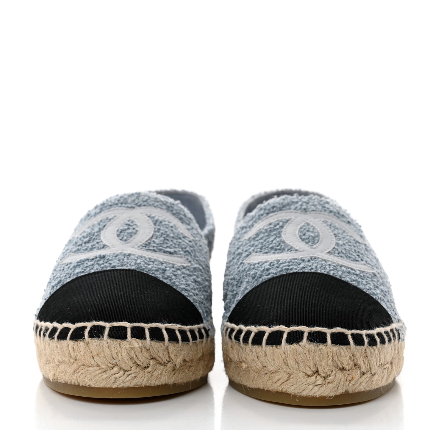 Fabric Grosgrain CC Espadrilles 37 Blue Light Gray Black