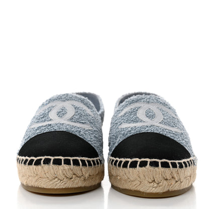 Chanel Fabric Grosgrain CC Espadrilles 37 Blue Light Gray Black 2 of 10